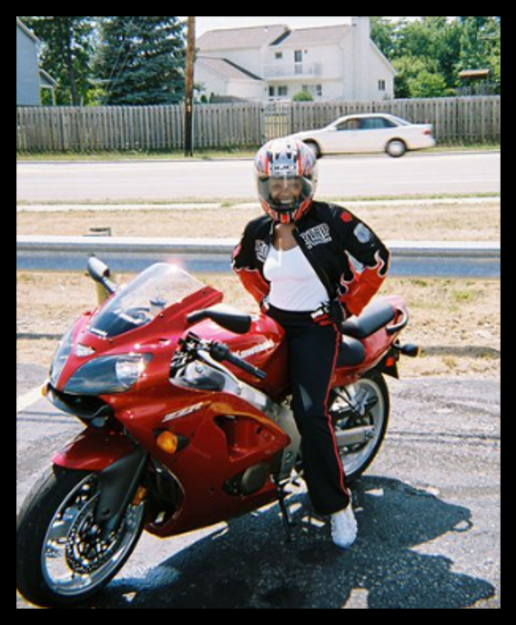 photo of Tiah on her motorcycle