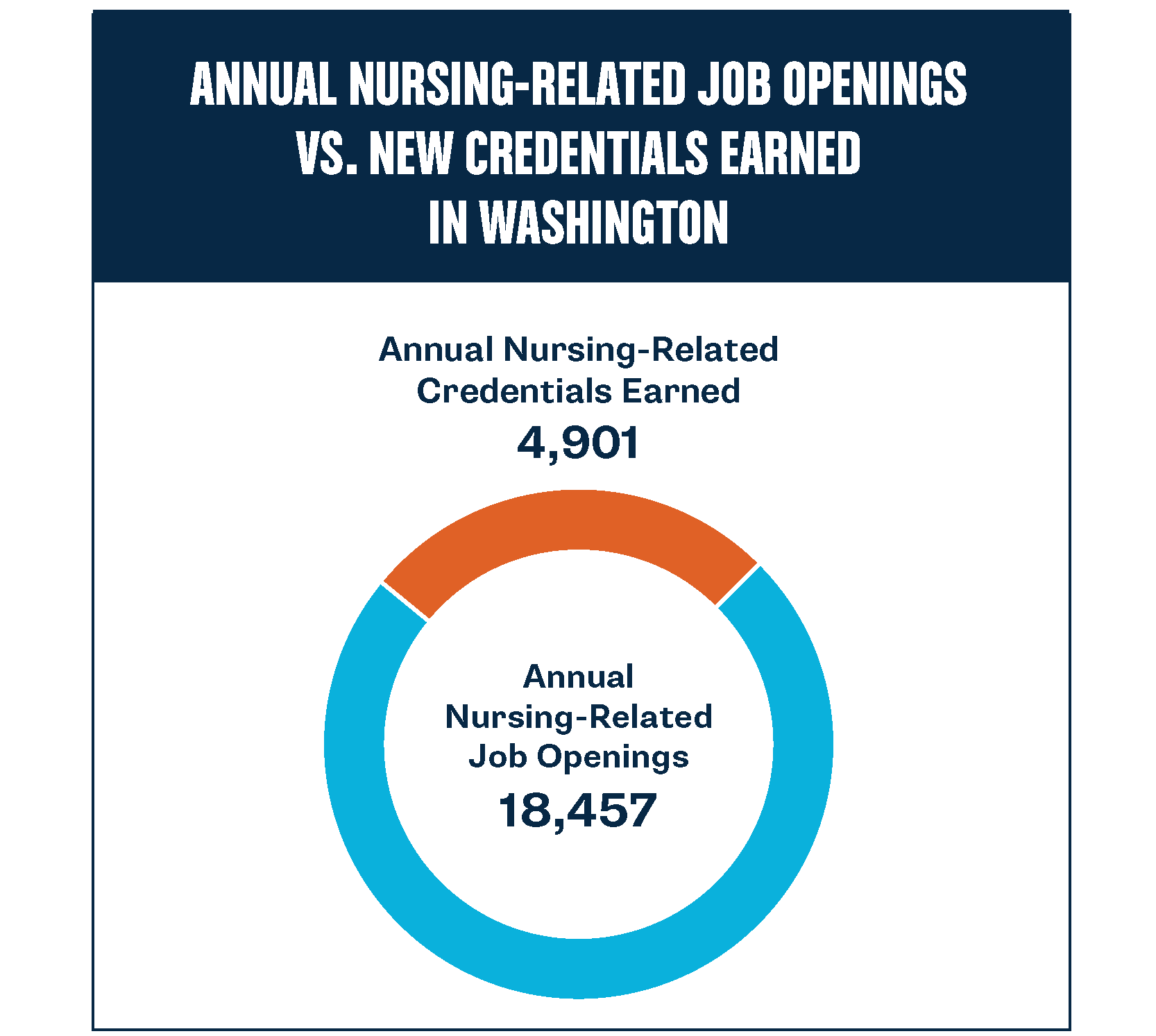 grafico del divario di credenziali per i lavori relativi all'assistenza infermieristica a Washington