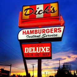 neon sign for Dick's Drive In